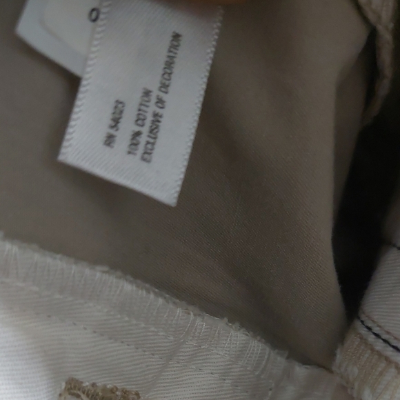 GAP Casual Tan Pant Tuxedo Style Women's 8 Black Piping Straight Leg 32x32 - Picture 9 of 10